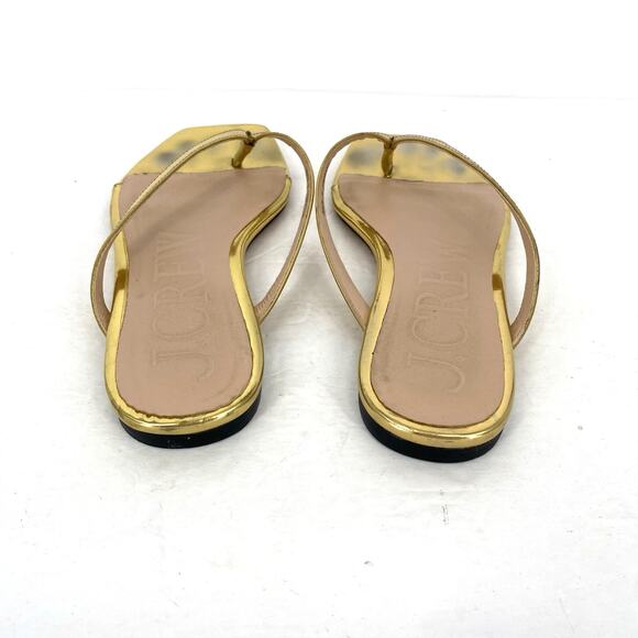 J Crew Gold Metallic Square Toe Flip Flop Sandal Women's Size 8 - Picture 3 of 5